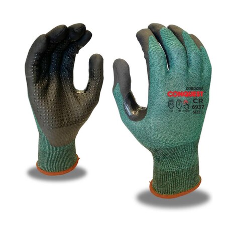 Cordova CONQUEST HPPG High Performance Polyethylene Glove, With Nitrile Dots, XL, PR 6937XL